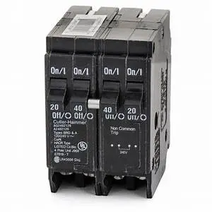 02-Bq2402120 Eaton - Cutler Hammer Bq Quad Breaker 1-40A/2P 2-20A/1P Indep. Trip 120/240V 10K 1