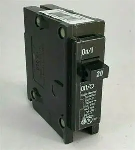 02-Br120 Eaton - Cutler Hammer Br120 Thermal/Magnetic, 1 Pole, 20A, Ul489, Br 1