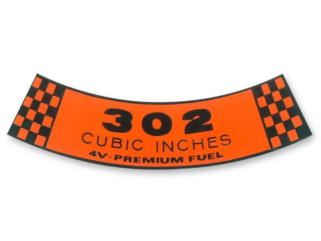 Air Cleaner Decal 302 4V Premium Fuel 1968-1969 1