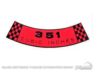 Air Cleaner Decal 351 2V 1