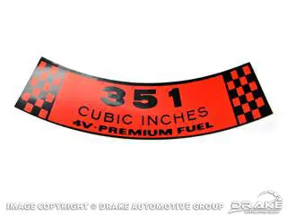 Air Cleaner Decal 351 4V Premium Fuel 1