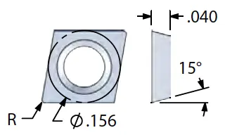 Diamond Shaped Inserts For Indexable Boring Bars With .156 Ic 1