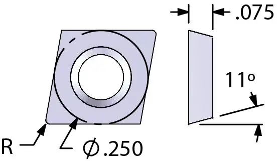 Diamond Shaped Inserts For Indexable Boring Bars With .250 Ic 1
