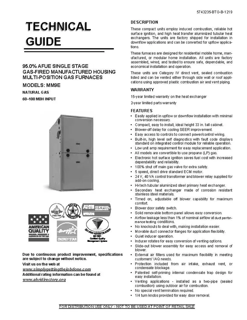Mg9s Series 95% Single Stage Parts, Wire, Tech, Install (Download) 1