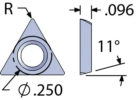 Triangle Shaped Inserts For Indexable Boring Bars With .250 Ic 1