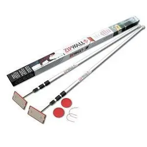 Zipwall Spring Loaded Poles & Grip Disks - 2 Pack 1